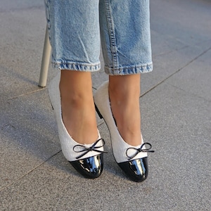 Chanel Flats White and Black Etsy Australia