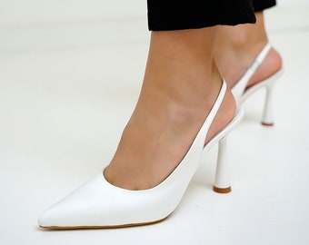Bridal Shoes, Heeled Shoes, Quality Shoes, White Satin Heeled Shoes, Swan Heeled Shoes, Stylish Heeled Shoes, Satin Heeled Shoes