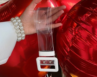 Glittery Transparent Belt Punk Wide Waistband Plastic Holographic Clear Hot UK Glittery Transparent Belt Punk Wide Waistband Plastic Holographic Clear Hot UK