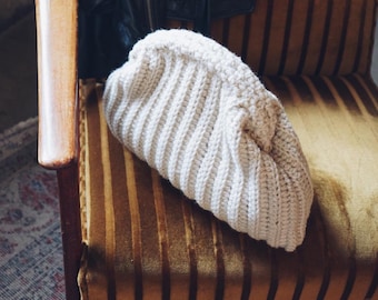 Hand Crochet Wool Clutch: Half Moon Bag, Winter Bag, Gift ideas