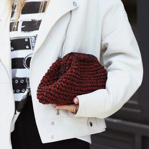 Häkeltasche, Wildlederkupplung, Mini-Handtasche, Boho Burgunder Kupplung, Handgemacht, Braune Tasche, Wildlederkupplung, Handgestrickt, Bordeaux Wildledertasche, Muttertag
