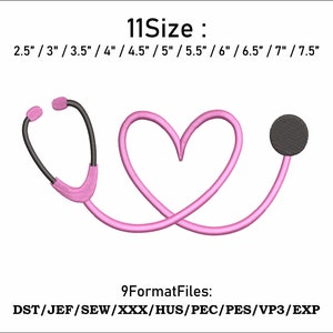 Stethoscope Heart Embroidery Design: Love Doctor Gift (Digital Download)
