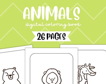 Animal Coloring Pages for Kids Pack of 26