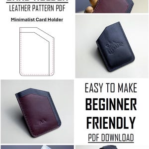 Molde em PDF para porta-cartões minimalista: modelo de carteira de couro faça você mesmo (download digital tamanho A4)