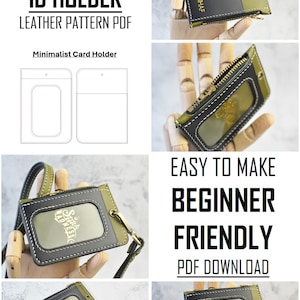 Minimalistische ID-houder lederen patroon pdf | Gemakkelijk zelf te maken portemonnee naaisjabloon | Digitale download voor beginners | Patroon kaarthouder