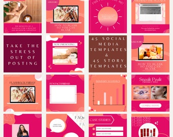 45+ Premium Editable Canva Post Template & 45+ Matching Instagram Stories -  Beauty - Massage - General - Instagram / Facebook Social Media