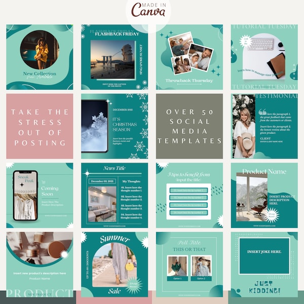 Instagram Teal Templates Etsy