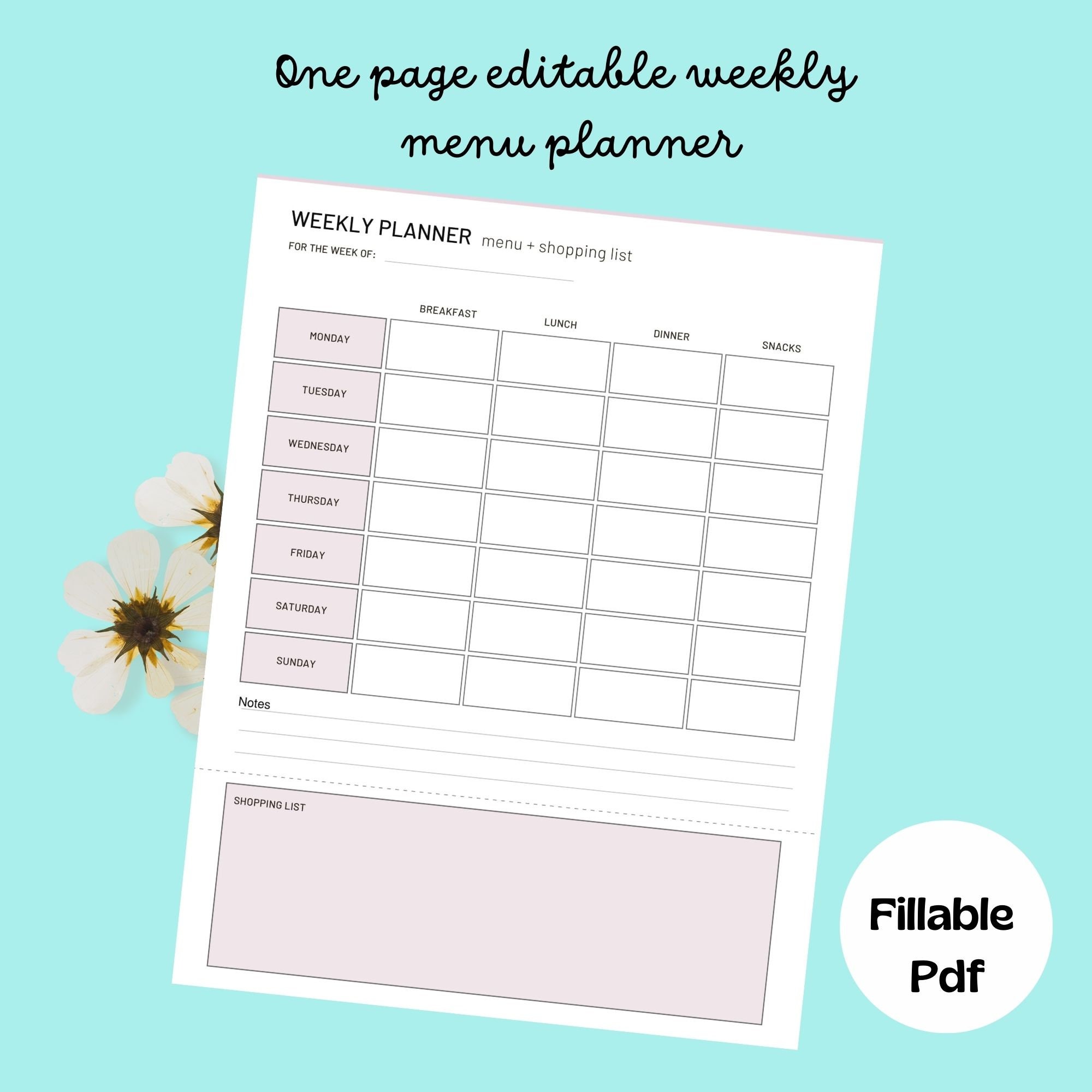 Editable Menu Sign, Weekly Meal List, What's for Dinner, Breakfast ...