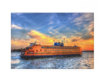 Staten Island Ferry New York City at Sunset - Button Magnet, Rectangle