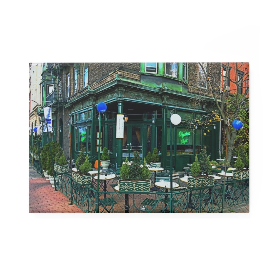 Elysian Cafe During Spring in Hoboken Button Magnet, Rectangle