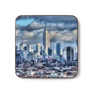 Empire State Building NYC from Riverview Park Jersey City NJ - Hardboard Back Coaster
