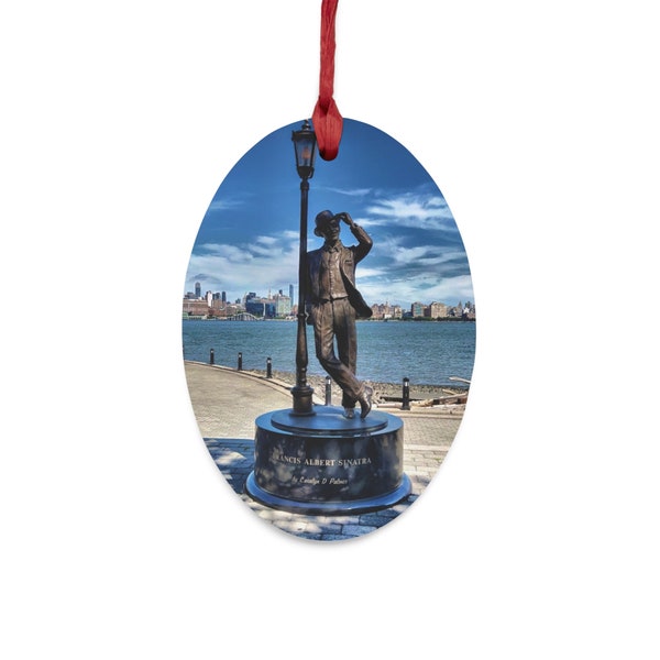 Frank Sinatra Statue Sinatra Park Hoboken NJ - Wooden Christmas Ornaments