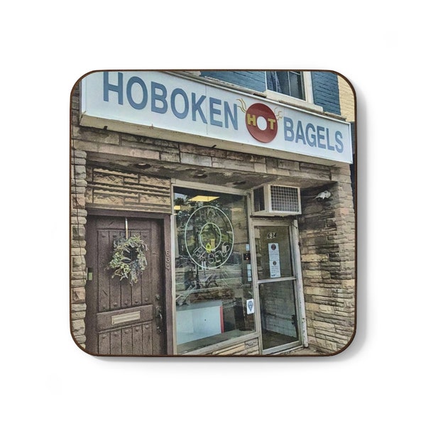 Hoboken Bagels in Hoboken NJ Hardboard Back Coaster