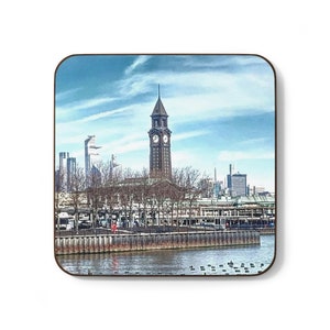 Erie Lackawanna Tower in Bleak Winter in Hoboken NJ Hardboard Back Coaster