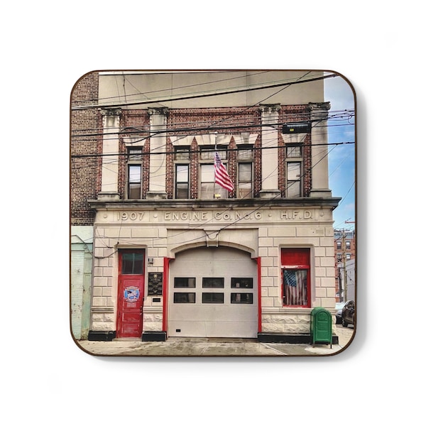 Clinton Street Hoboken Fire House  -Hoboken NJ Hardboard Back Coaster