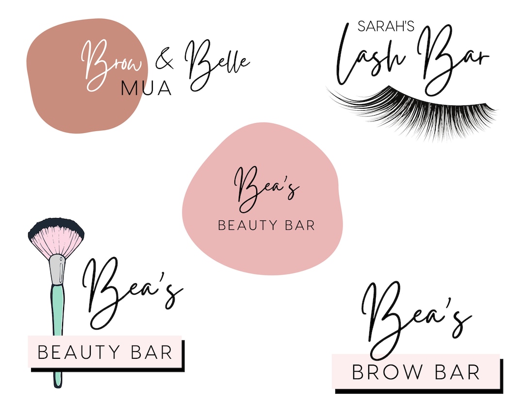 Set of 5 Pre-made Beauty Logos Canva Template Mua Canva Template 