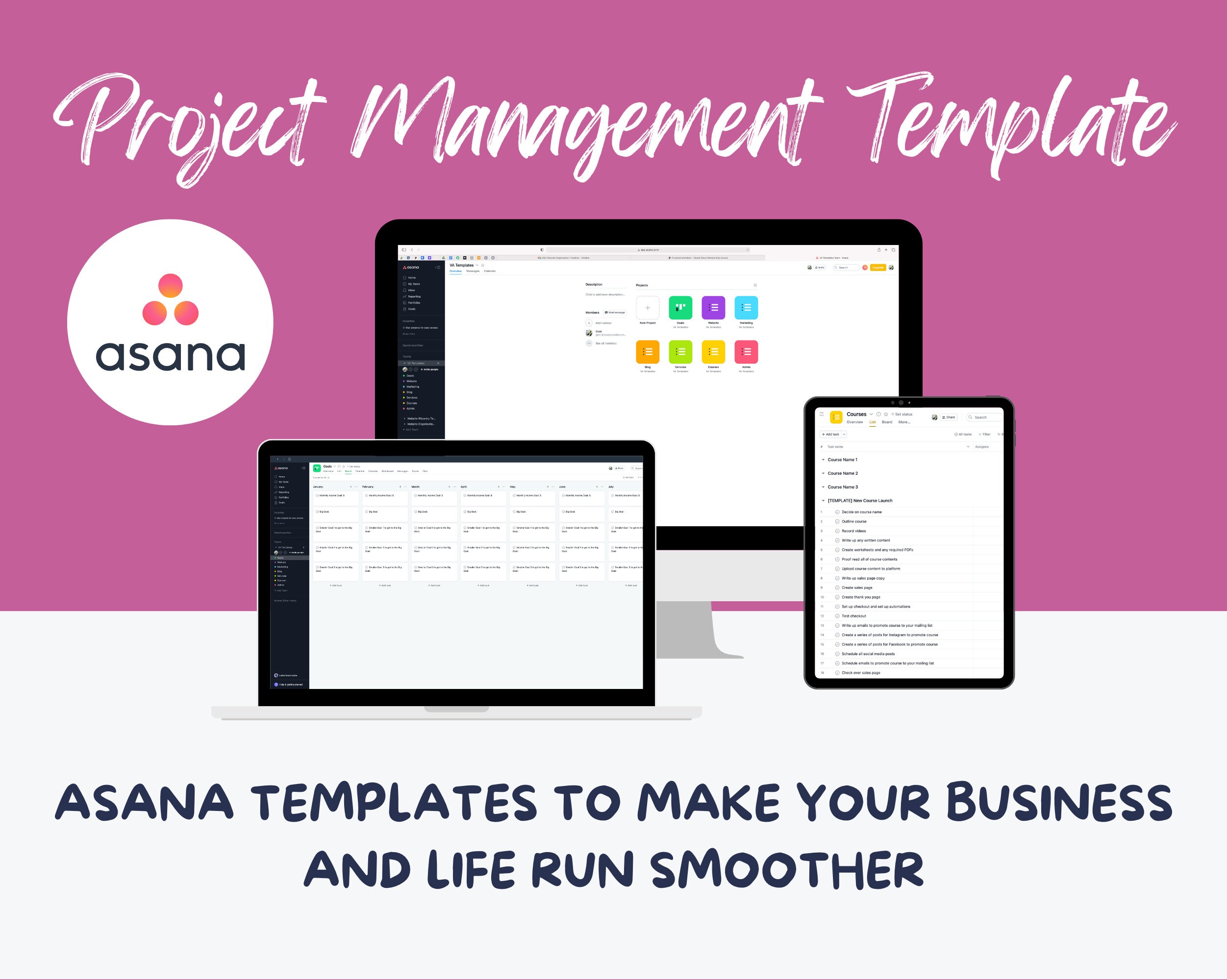 Project Management Templates for Asana Etsy