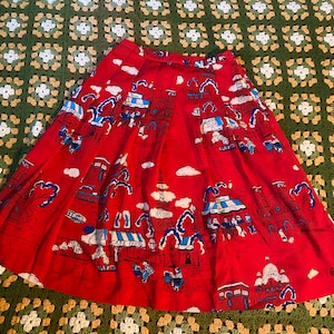 Vintage Pendleton Paris Novelty Pattern Pleated Skirt