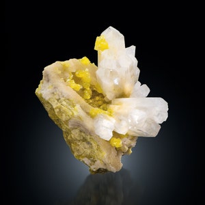 Celestine and native sulphur, Mine Enna, Sicily, Italy #0280