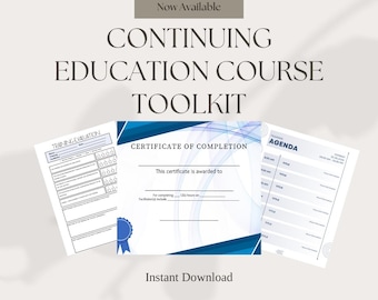 Weiterbildungskurs-Toolkit - Bearbeitbare Vorlagen für Sign-In Sheet, Bewertung, Zertifikat, Ziele und Agenda