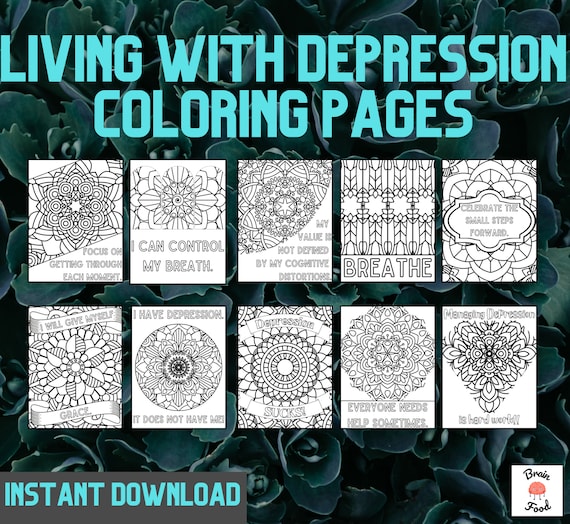 Living With Depression Coloring Pages | Etsy