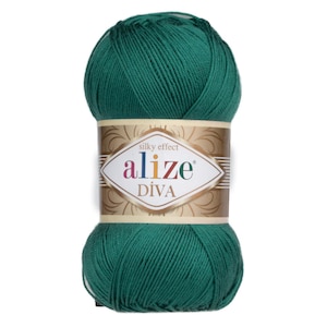 Hilo Alize Diva: Hilo de crochet acrílico de microfibra mercerizada, nuevo color