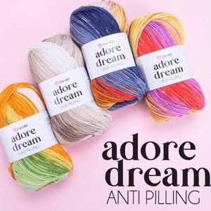 Yarnart Adore Dream - Anti-Pilling Knitting Yarn, Baby Yarn, Knitting, Crocheting, %100 Anti-Pilling Acrylic, Soft Yarn