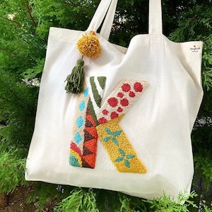 Nueva bolsa personalizada con estampado de letras, patrón de letras, bolso de mano, bolsa de perforación, bolsa, hecha a mano