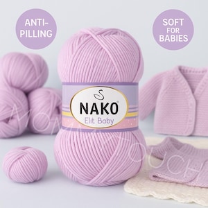 Nako Elit Baby Yarn – %100 Soft Anti-Pilling Baby Yarn for Knitting and Crochet | Pastel Lilac Color | Ideal for Baby Clothes and Blankets