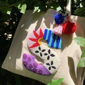 Nueva bolsa personalizada con estampado de letras, patrón de letras, bolso de mano, bolsa de perforación, bolsa, hecha a mano