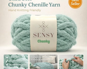 Sensy Chunky Big Yarn - Hilo de chenilla - Poliéster voluminoso y afelpado para tejer a mano