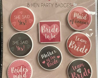 Hen Party - 8 x Hen Party Pin Badges