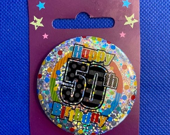 Age 50 Happy Birthday Round Birthday Badge