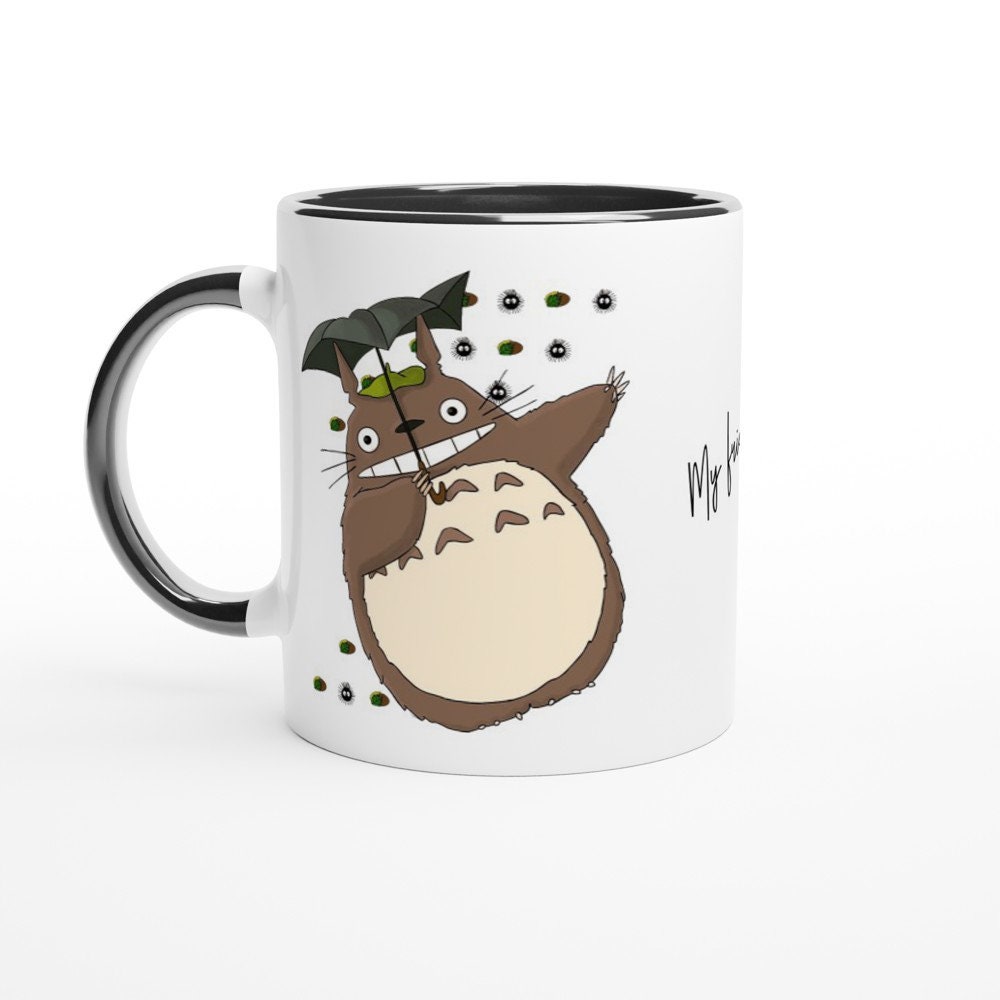 11Oz White Ceramic Mug With Colorful Totoro Interior