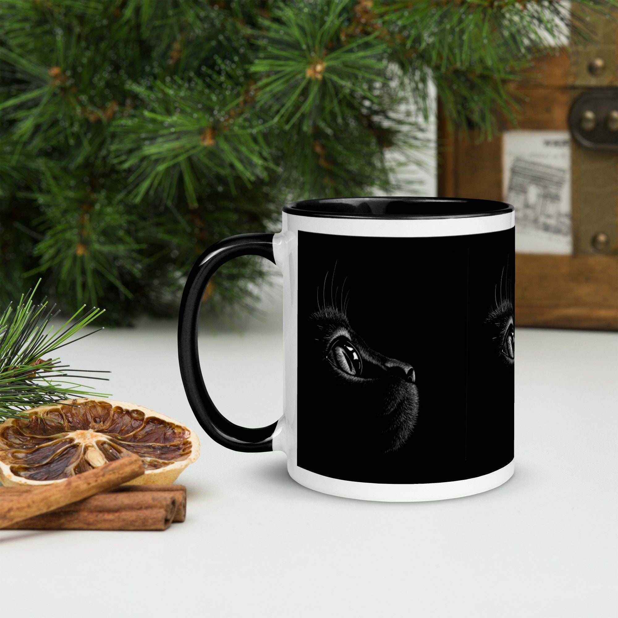 Mug à Intérieur Coloré Chat Noir