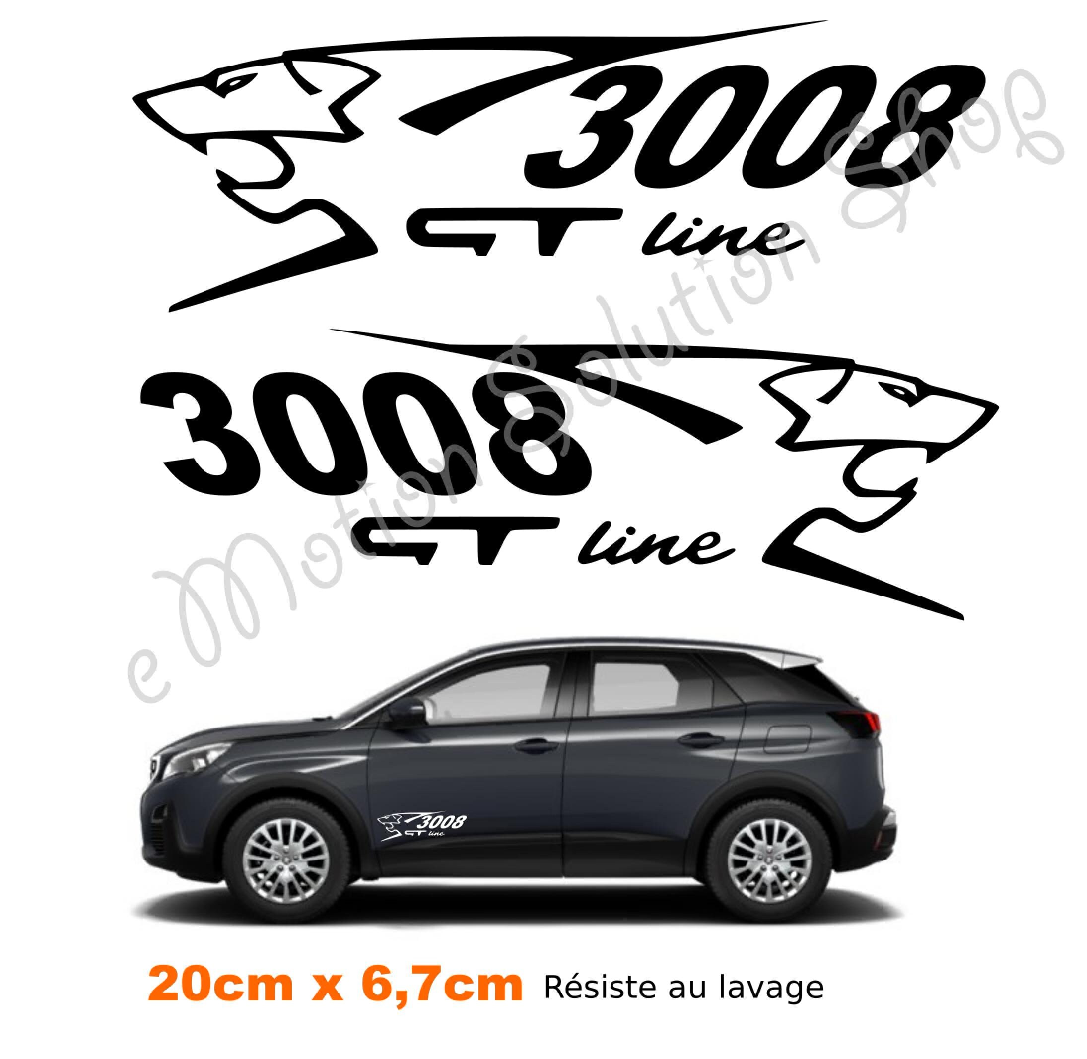 Lot de 2 Stickers Autocollants Peugeot 3008 Gt Line