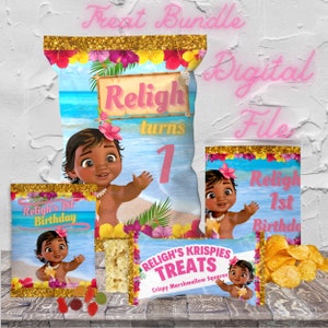 Baby Moana Treat Bundle Etiketten anpassbare DIGITAL, Moana Party, Baby Mona DIGITAL