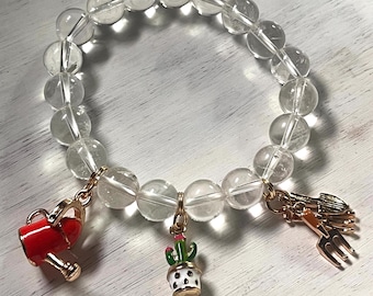 Women’s Clear Quartz Gardening  Charmed Bracelet