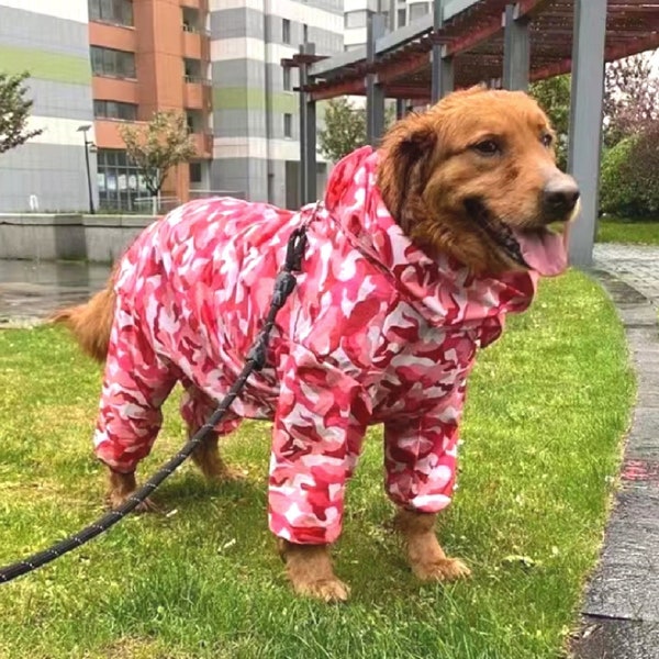 Large Dog Raincoat Waterproof Outdoor big Dog Clothes Coat Rain Jacket Reflective Medium Large big dog poncho | Golden retriever raincoat