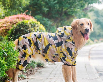 Golden Retriever Camouflage raincoat | Large Dog Raincoat | Dogs Clothes | Labrador Raincoat | Dog poncho