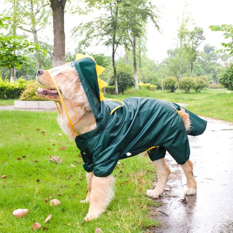 Großer Hund Regenmantel, Große Hunde Regenjacke, Große Hunde Regenkleidung, Rottweiler Kleidung, Labrador, Deutscher Schäferhund, Golden Retriever,Husky Welpe Dinosaur