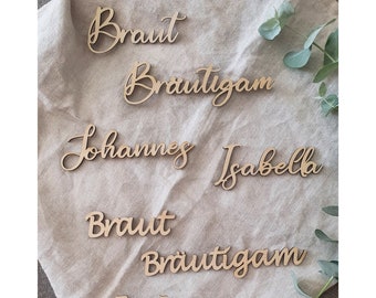 Platzkarten aus Holz für Hochzeit, Geburtstag, personalisiert