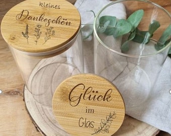 Vorratsglas mit personalisiertem Holzdeckel