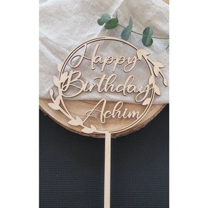 Caketopper Happy Birthday, personalisiert, Geburtstag, aus Holz