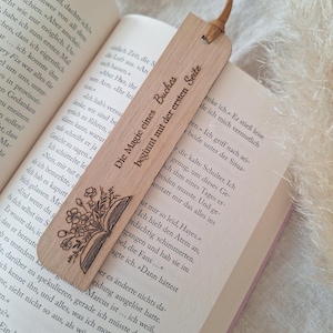 Wooden bookmark, personalized, with saying, oak, cherry, beech