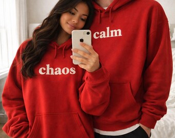 Conjunto de sudaderas para parejas "Calm Chaos", sudaderas a juego para San Valentín