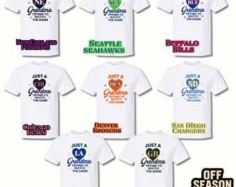 Camiseta de abuela de los KC Chiefs para el día del partido: GB Packers - SD Chargers - Chicago Bears - LA Rams - Den Broncos - Buffalo Bills - Ne Patriots - Seahawks