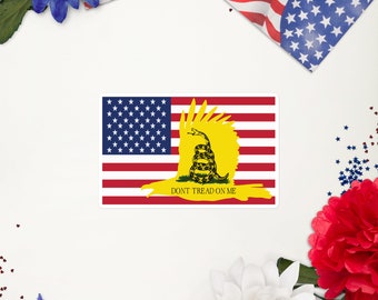 Pegatinas de banderas de EE. UU. / Gadsden (varios tamaños)