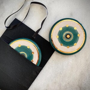 Plato de cerámica hecho a mano con el ojo turco, arte mural Nazar turco, detalles dorados,