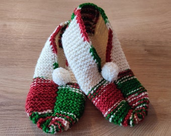 Christmas Wool Slippers, cozy hand-knit slippers for women